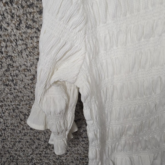 Maeve Anthropologie Top Womens XL Off White Smocked Button Front Blouse Ladies - Picture 3 of 7
